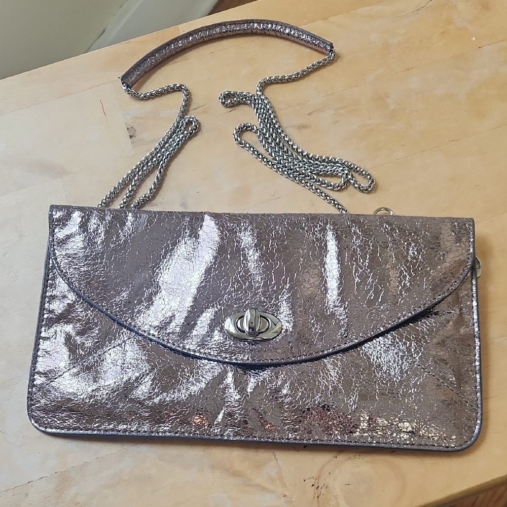 Sorial Metalic Turn Lock Crossbody Purse Handbag with Chain Strap